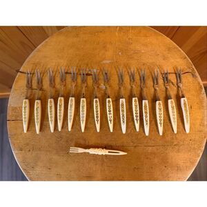 Vintage Mid Century Appetizer Fork Seafood Cheese Tray Lot Of 15 (6253)